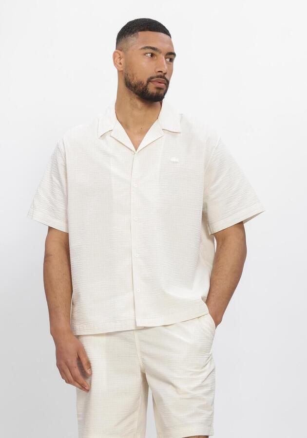 LACOSTE Heren Overhemden Relaxed Fit Waffle Texture Shirt Ecru