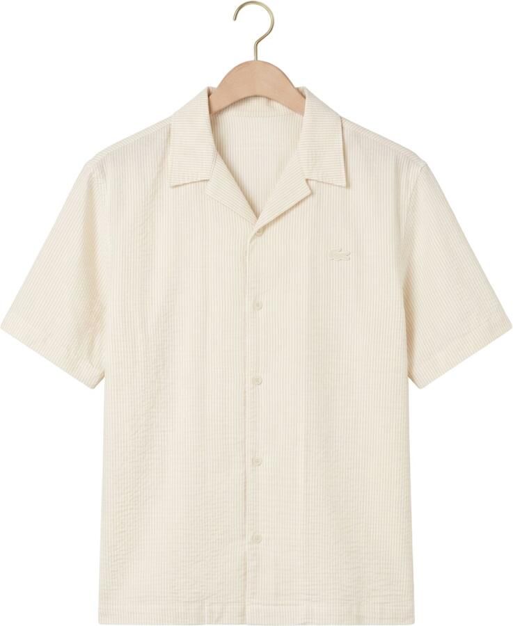 LACOSTE Heren Overhemden Relaxed Fit Waffle Texture Shirt Ecru - Foto 2