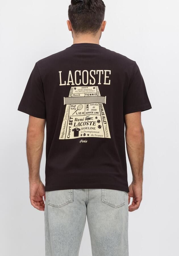 LACOSTE Heren Polo's & T-shirts Classic Fit Back Print Heavy Jersey T-shirt Bruin - Foto 3