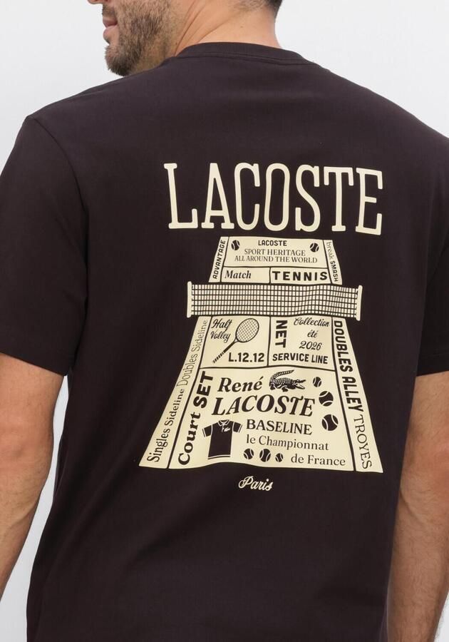 LACOSTE Heren Polo's & T-shirts Classic Fit Back Print Heavy Jersey T-shirt Bruin - Foto 4