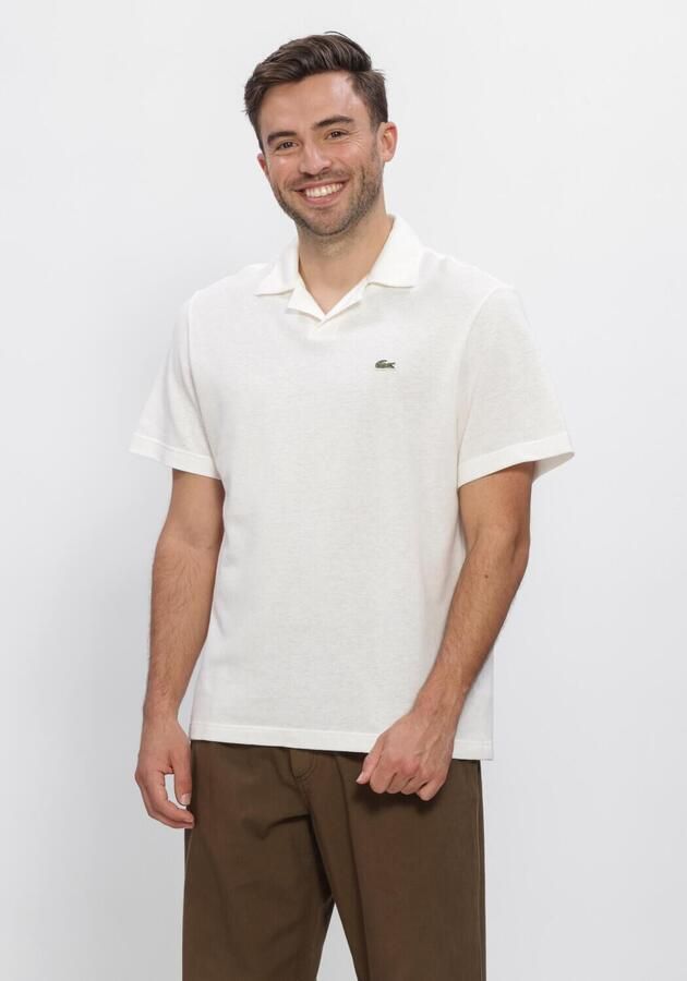 LACOSTE Heren Polo's & T-shirts Classic Fit Open Neck Cotton Linen Blend Polo Ecru