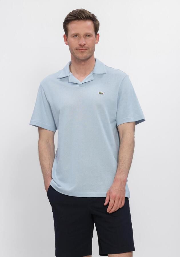 LACOSTE Heren Polo's & T-shirts Classic Fit Open Neck Cotton Linen Blend Polo Lichtblauw