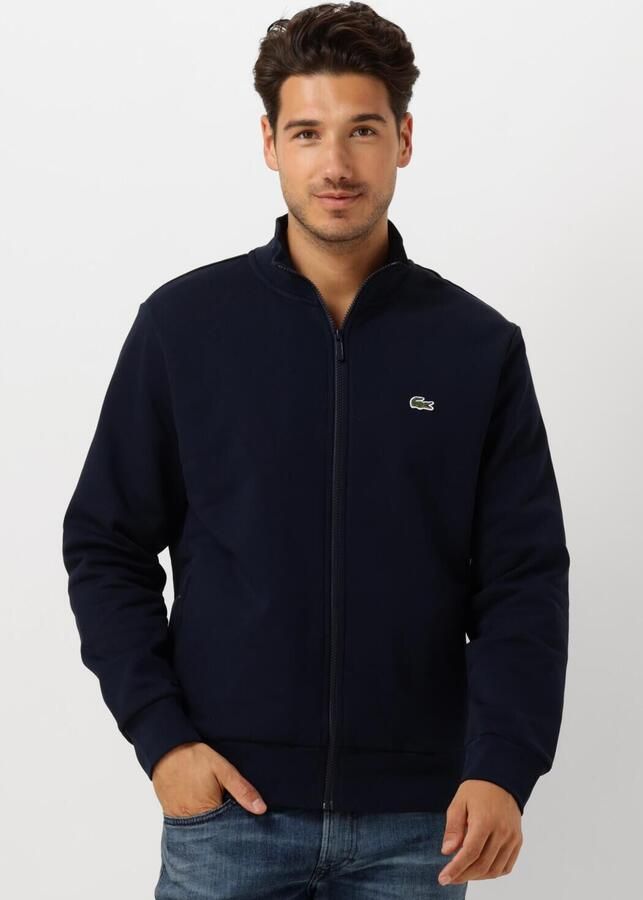 Lacoste Navyblauwe Katoenen Sweatshirt met Hoge Kraag en Ritssluiting Blauw Heren