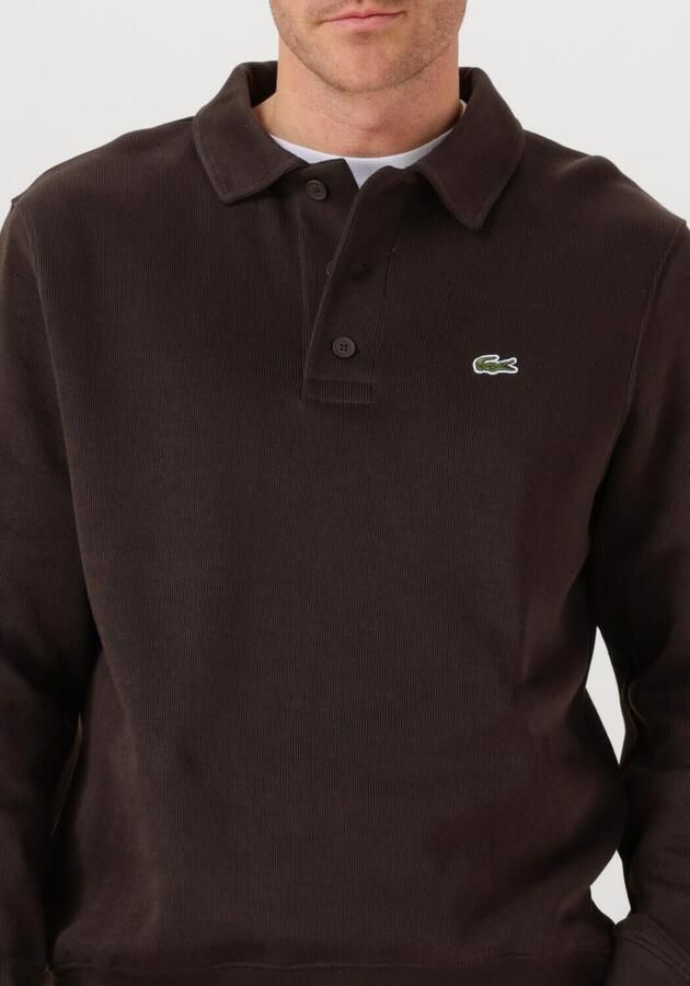 LACOSTE Heren Truien & Vesten Classic Fit Polo Collar Ribbed Polo Bruin