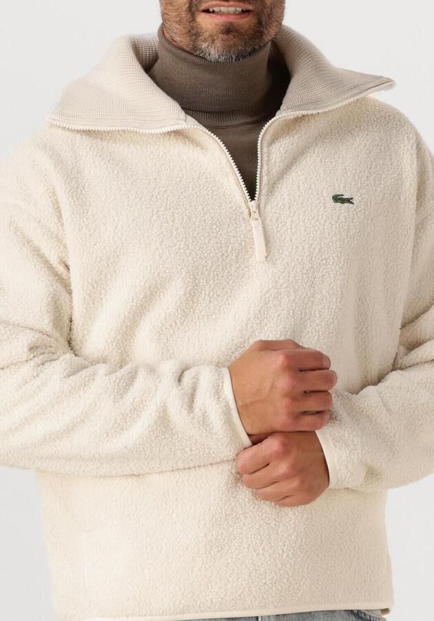 LACOSTE Heren Truien & Vesten High Neck Zipped Fleece Sweatshirt Creme - Foto 2