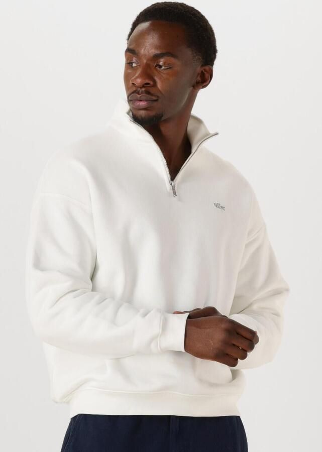 LACOSTE Heren Truien & Vesten Loose Fit Zip Neck Fleece Sweatshirt Creme - Foto 4