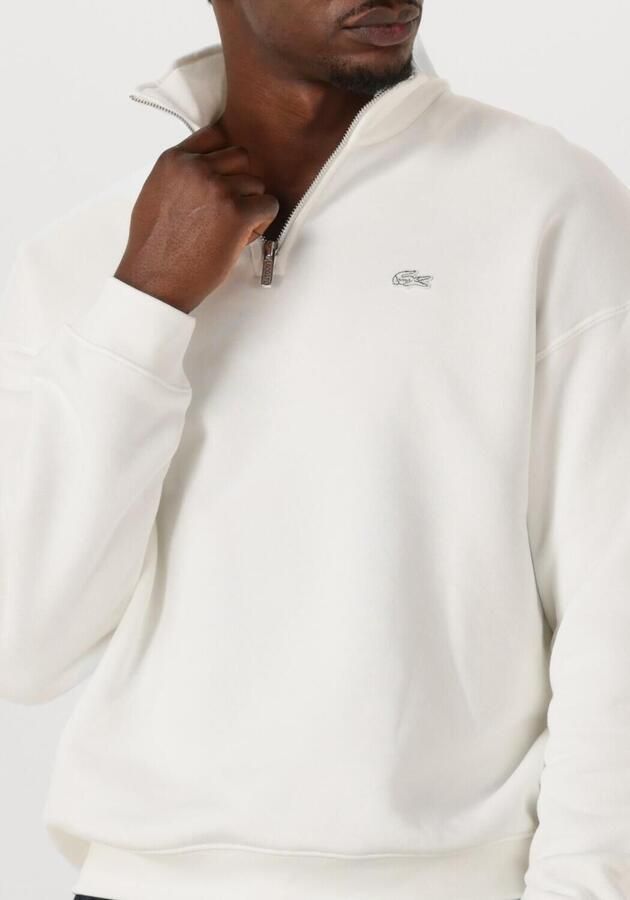 LACOSTE Heren Truien & Vesten Loose Fit Zip Neck Fleece Sweatshirt Creme - Foto 3