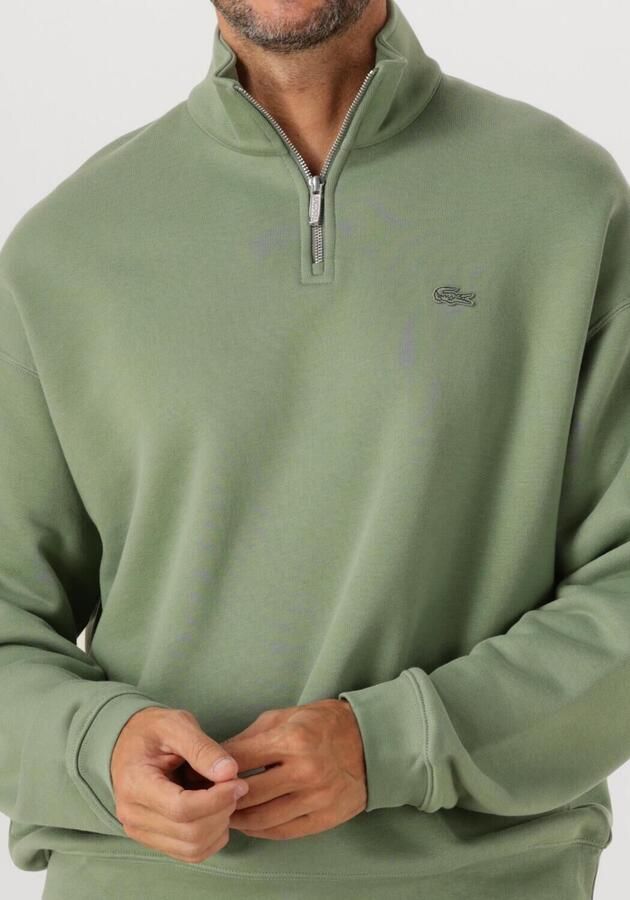 LACOSTE Heren Truien & Vesten Loose Fit Zip Neck Fleece Sweatshirt Groen - Foto 3