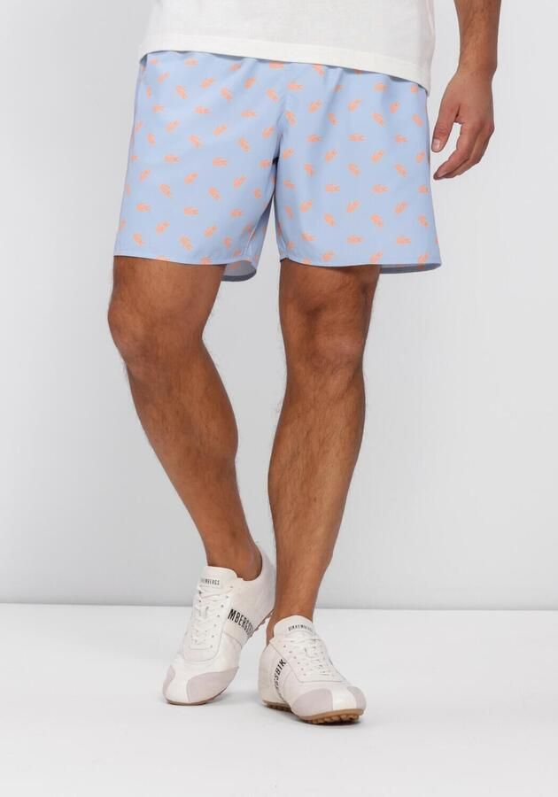 LACOSTE Heren Zwembroeken Mid Length Crocodile Print Swim Trunks Lichtblauw