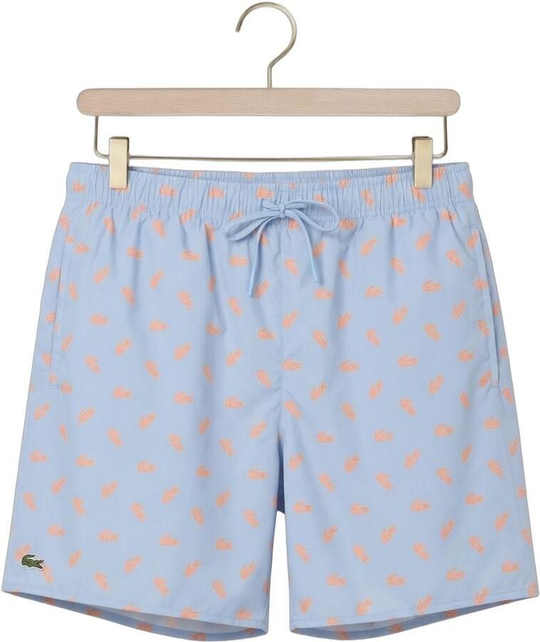 LACOSTE Heren Zwembroeken Mid Length Crocodile Print Swim Trunks Lichtblauw - Foto 2