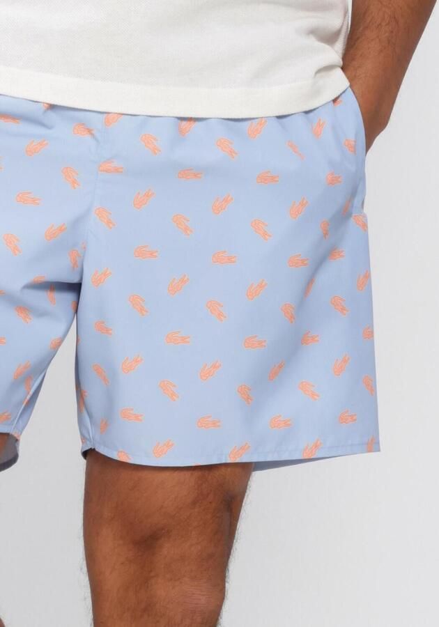 LACOSTE Heren Zwembroeken Mid Length Crocodile Print Swim Trunks Lichtblauw - Foto 4