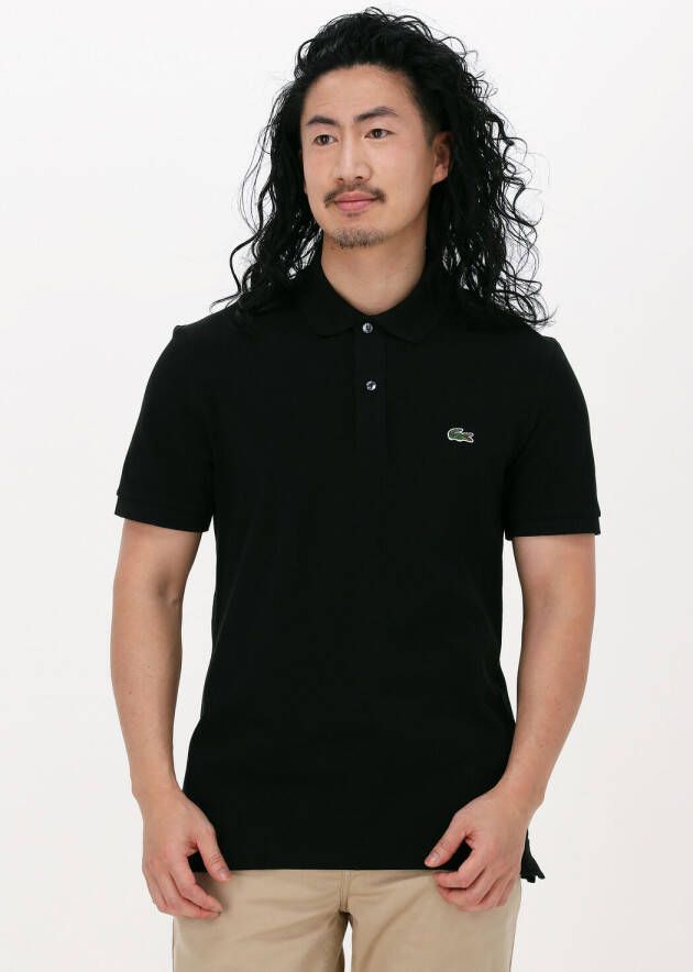 Lacoste Logo Patch Klassieke Kraag Knoopsluiting Korte Mouwen T-shirts en Polos Black Heren