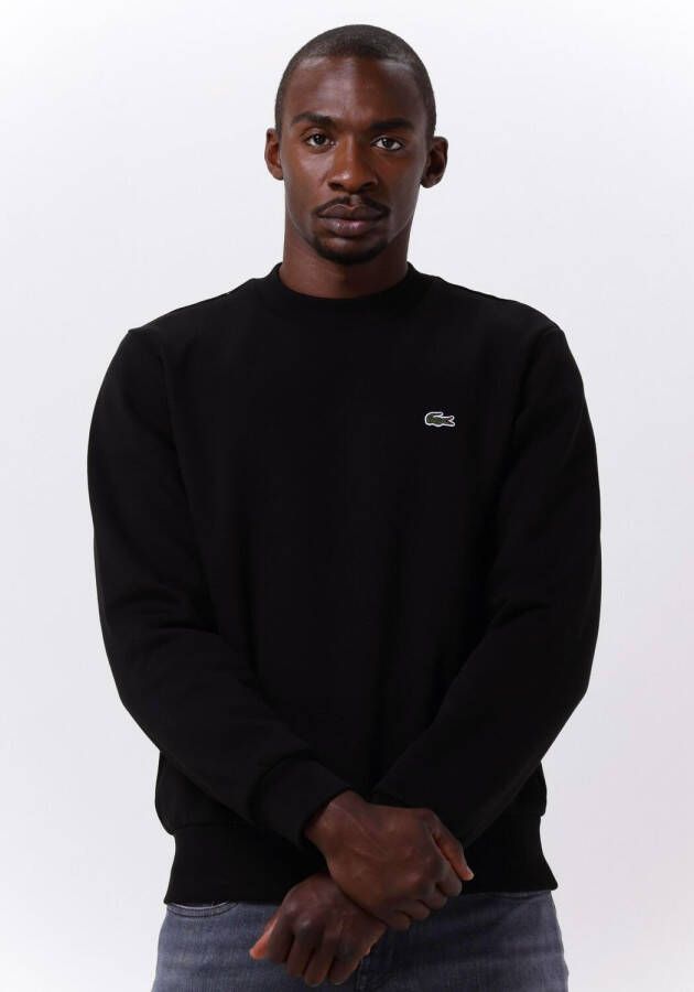 Lacoste Zwarte Heren Sweatshirt met Geribbelde Zoom en Manchetten Black Heren