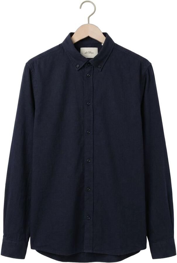 LES DEUX Heren Overhemden Konrad Cotton Linen Shirt Donkerblauw - Foto 4