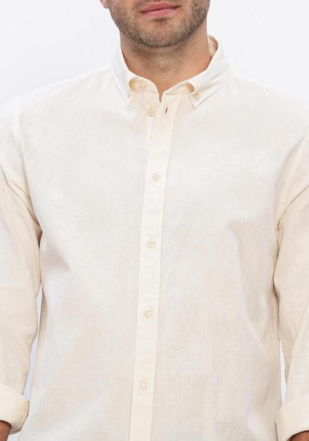 LES DEUX Heren Overhemden Konrad Cotton Linen Shirt Ecru - Foto 3