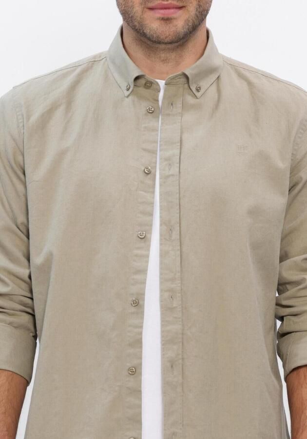 LES DEUX Heren Overhemden Konrad Cotton Linen Shirt Khaki - Foto 3
