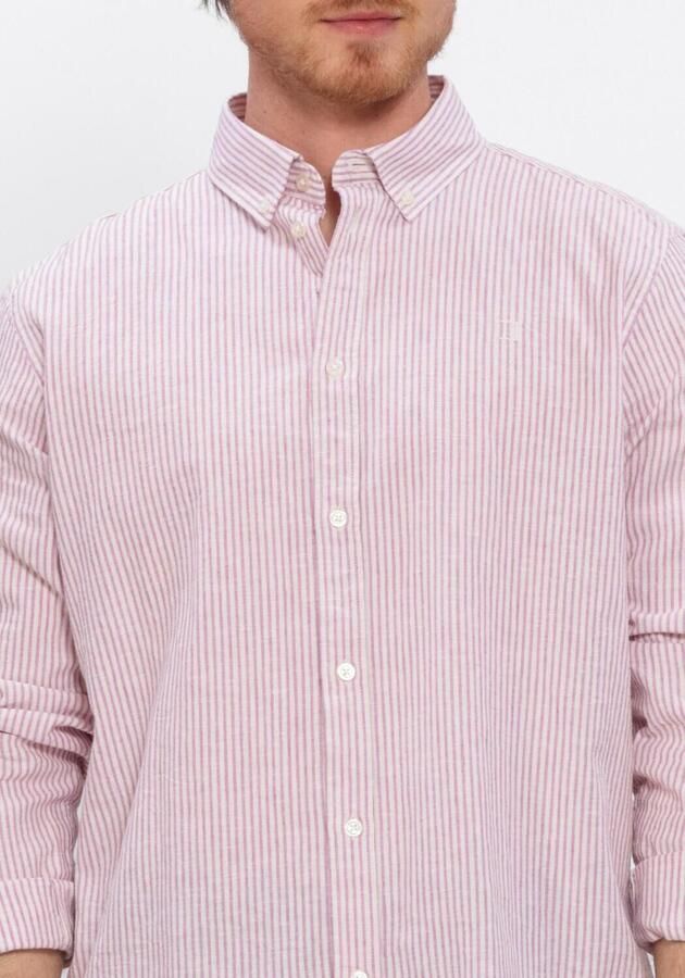 LES DEUX Heren Overhemden Konrad Stripe Cotton Linen Shirt Roze - Foto 3
