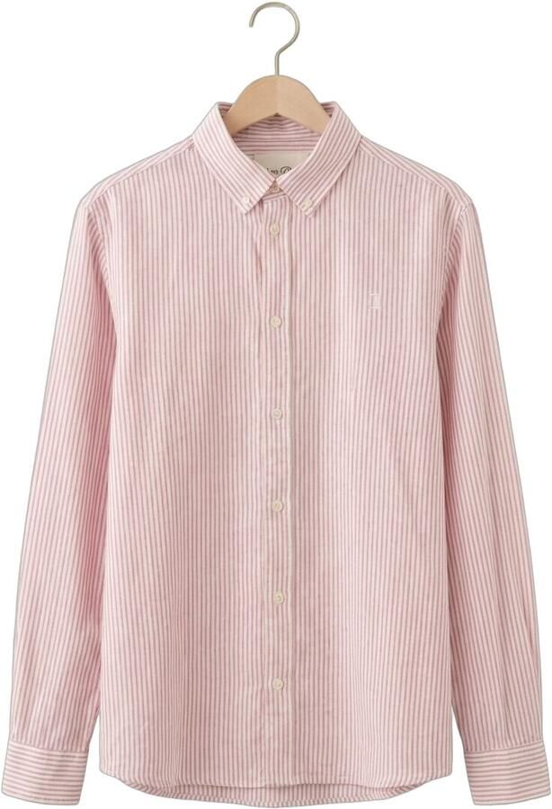 LES DEUX Heren Overhemden Konrad Stripe Cotton Linen Shirt Roze - Foto 4