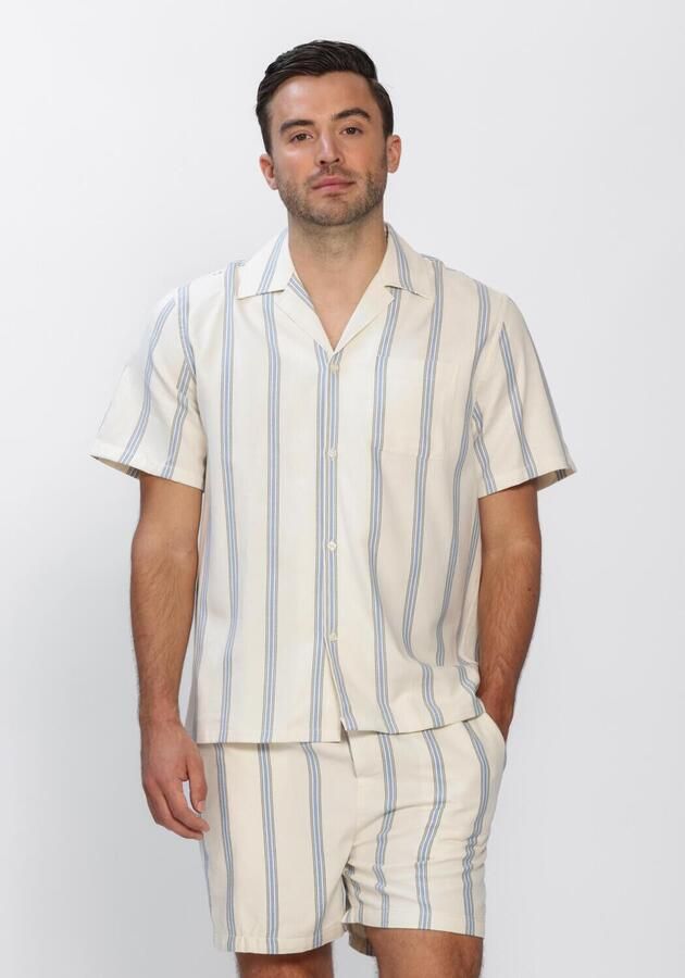 LES DEUX Heren Overhemden Lawson Stripe Ss Shirt Creme