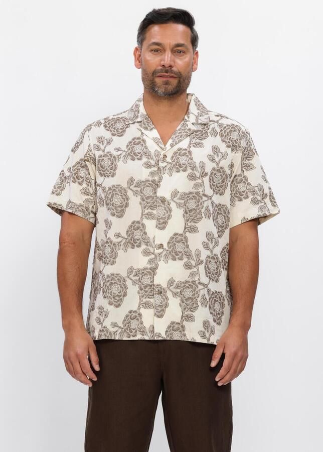 LES DEUX Heren Overhemden Lesley Flower Jacquard Ss Shirt Ecru