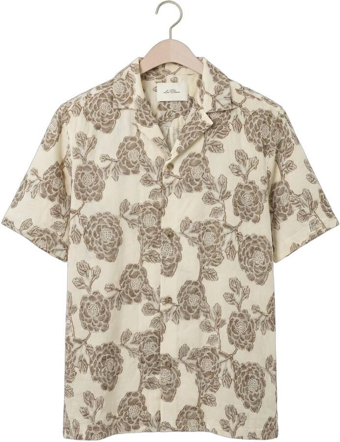 LES DEUX Heren Overhemden Lesley Flower Jacquard Ss Shirt Ecru - Foto 2