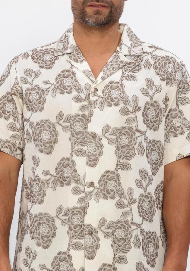 LES DEUX Heren Overhemden Lesley Flower Jacquard Ss Shirt Ecru - Foto 4