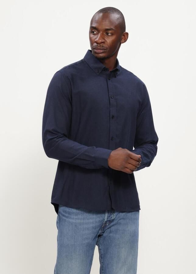 LES DEUX Heren Overhemden Soft Flannel Shirt Donkerblauw