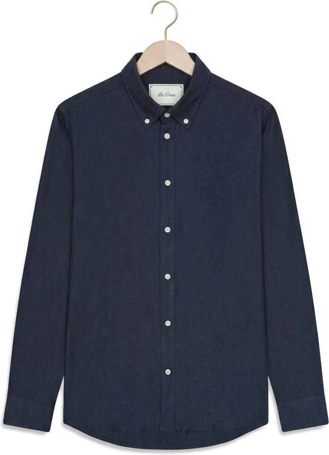 LES DEUX Heren Overhemden Soft Flannel Shirt Donkerblauw - Foto 2
