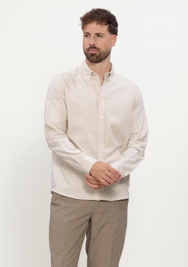 LES DEUX Heren Overhemden Soft Flannel Shirt Ecru