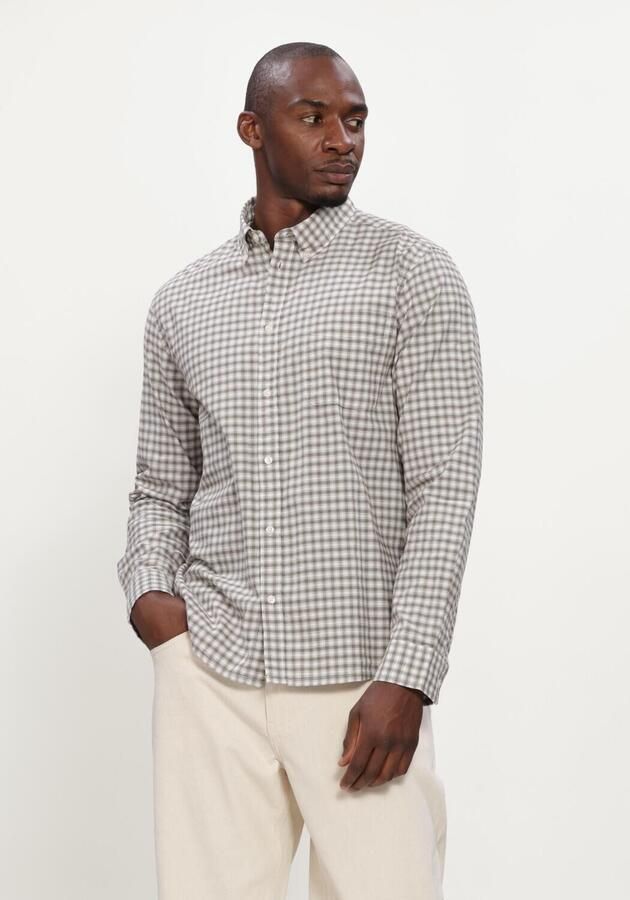 LES DEUX Heren Overhemden Two Tone Mini Check Shirt Taupe