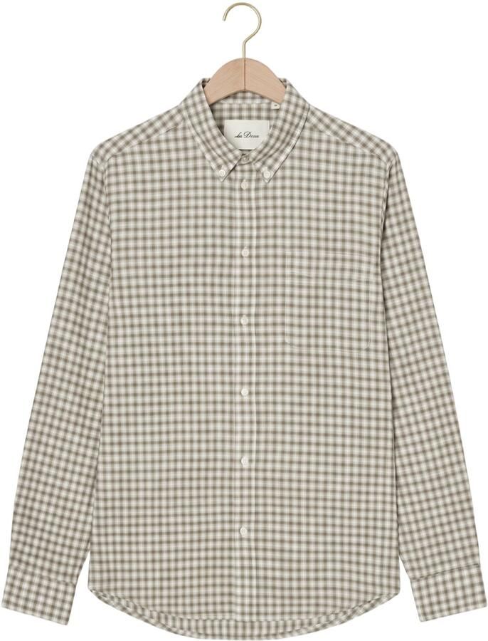 LES DEUX Heren Overhemden Two Tone Mini Check Shirt Taupe - Foto 2