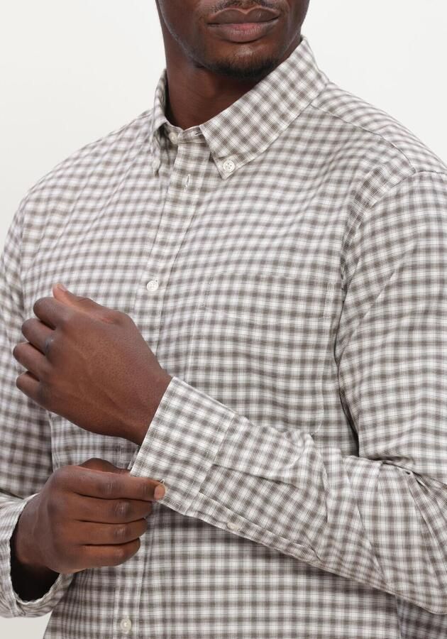 LES DEUX Heren Overhemden Two Tone Mini Check Shirt Taupe - Foto 4