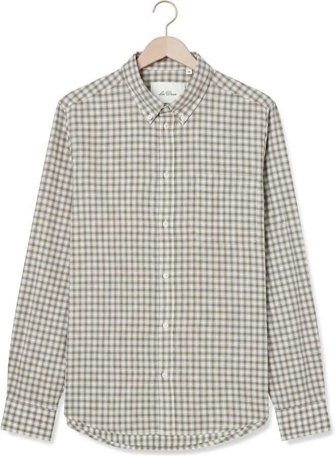 LES DEUX Heren Overhemden Two Tone Mini Check Shirt Taupe - Foto 2