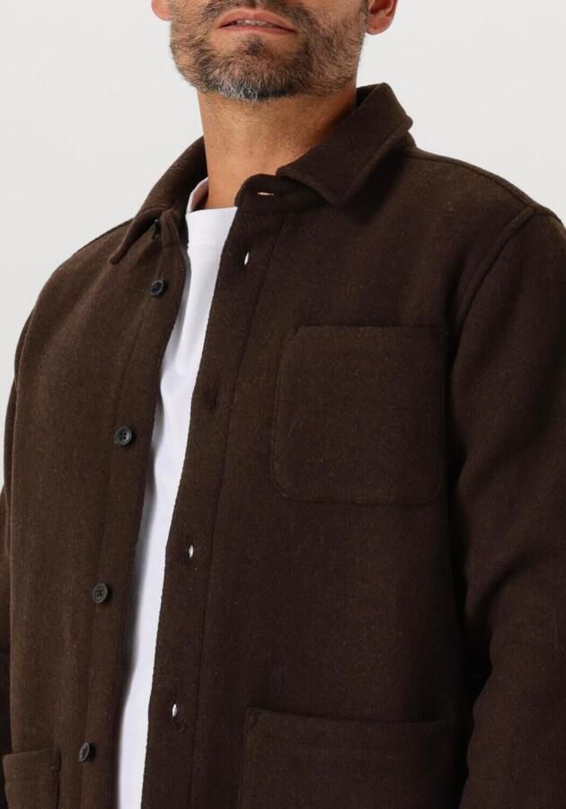 LES DEUX Heren Overshirts Jason Solid Wool Overshirt Bruin - Foto 2