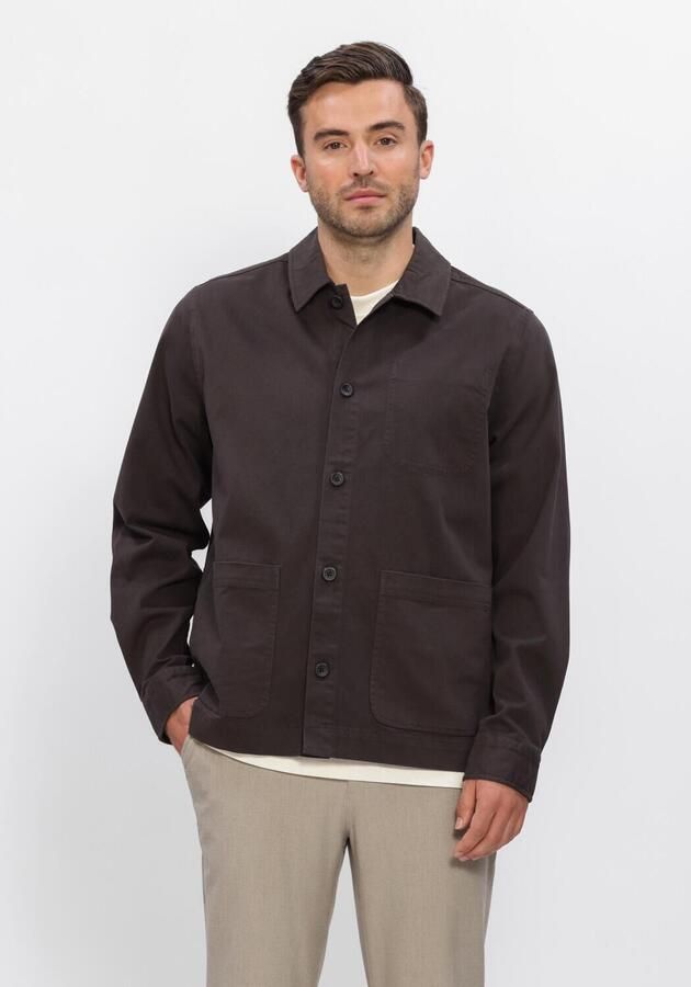 LES DEUX Heren Overshirts Layton Cotton Overshirt Bruin