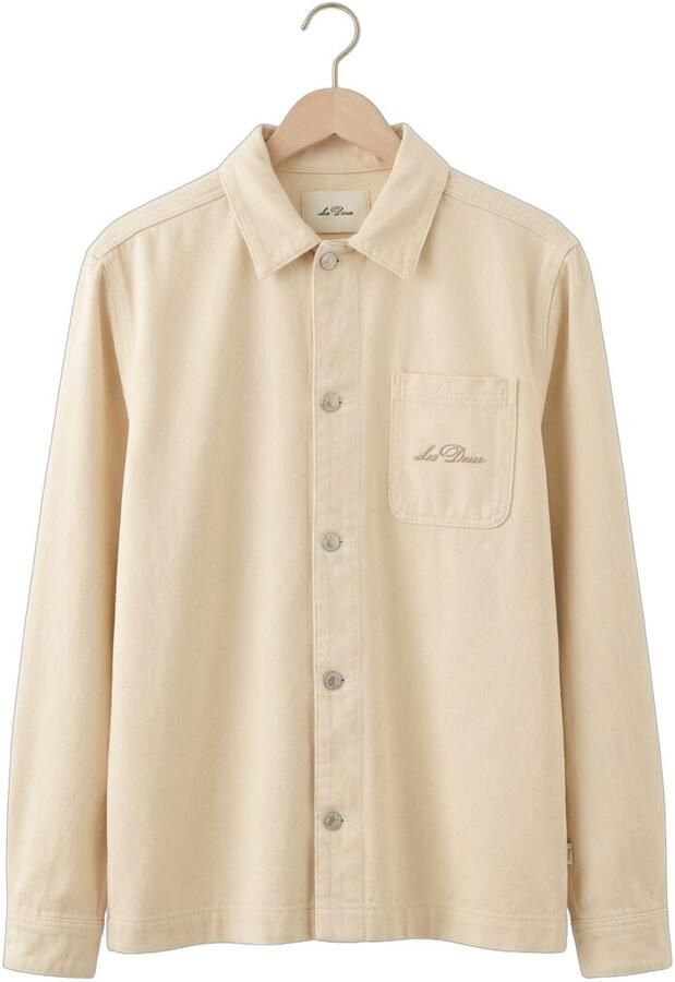 LES DEUX Heren Overshirts Layton Faience Twill Overshirt Ecru - Foto 4