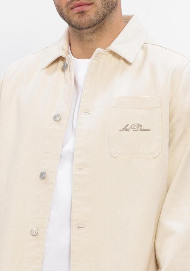 LES DEUX Heren Overshirts Layton Faience Twill Overshirt Ecru - Foto 3