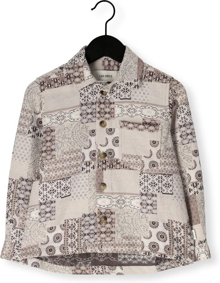 LES DEUX Heren Overshirts Layton Patchwork Jacquard Overshirt Beige - Foto 2