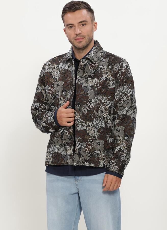LES DEUX Heren Overshirts Rose Jacquard Overshirt Multi