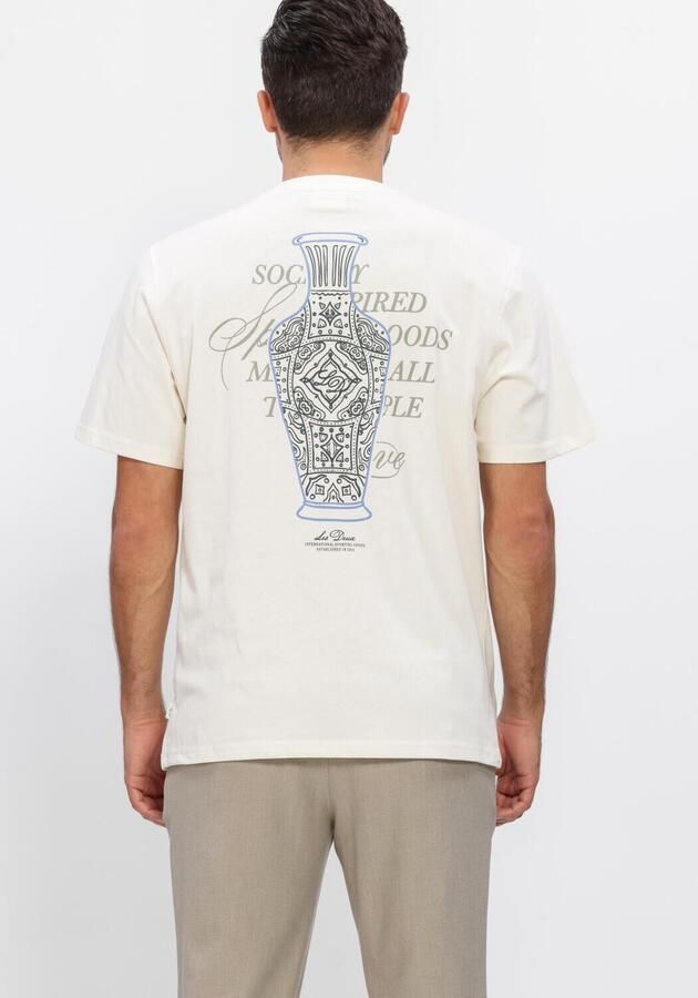 LES DEUX Heren Polo's & T-shirts Ben Faience T-shirt Creme - Foto 3