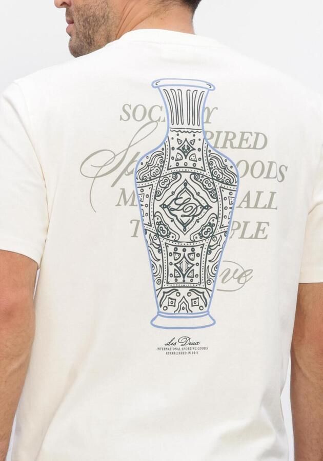 LES DEUX Heren Polo's & T-shirts Ben Faience T-shirt Creme - Foto 4