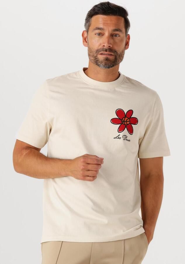 LES DEUX Heren Polo's & T-shirts Flower Basket T-shirt Ecru - Foto 4