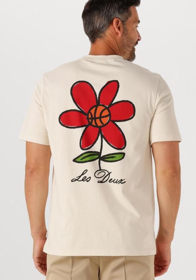 LES DEUX Heren Polo's & T-shirts Flower Basket T-shirt Ecru - Foto 2