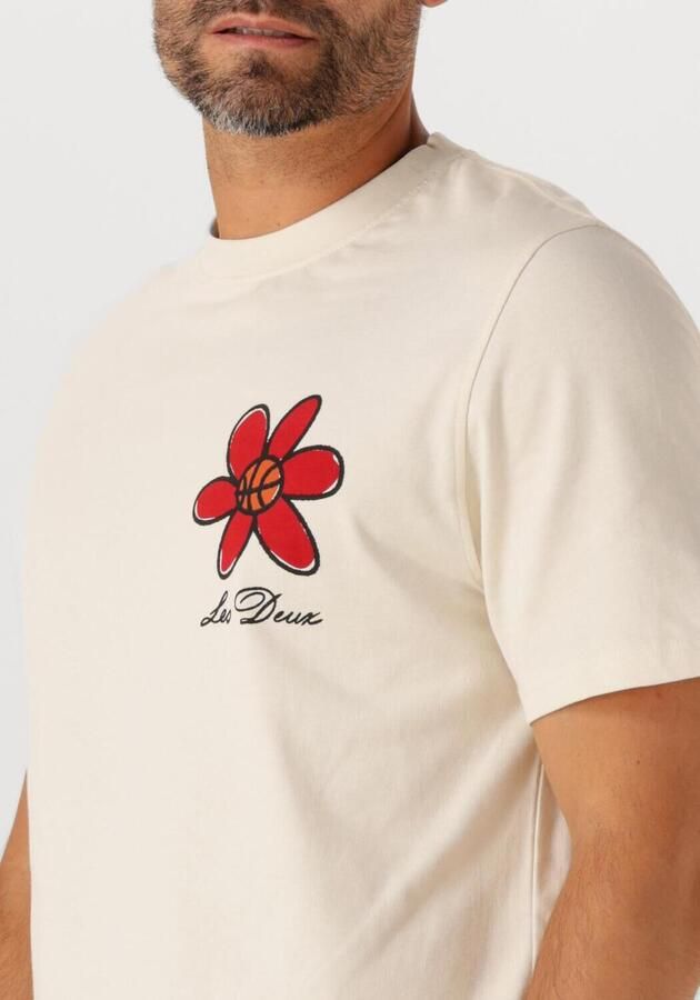 LES DEUX Heren Polo's & T-shirts Flower Basket T-shirt Ecru - Foto 3