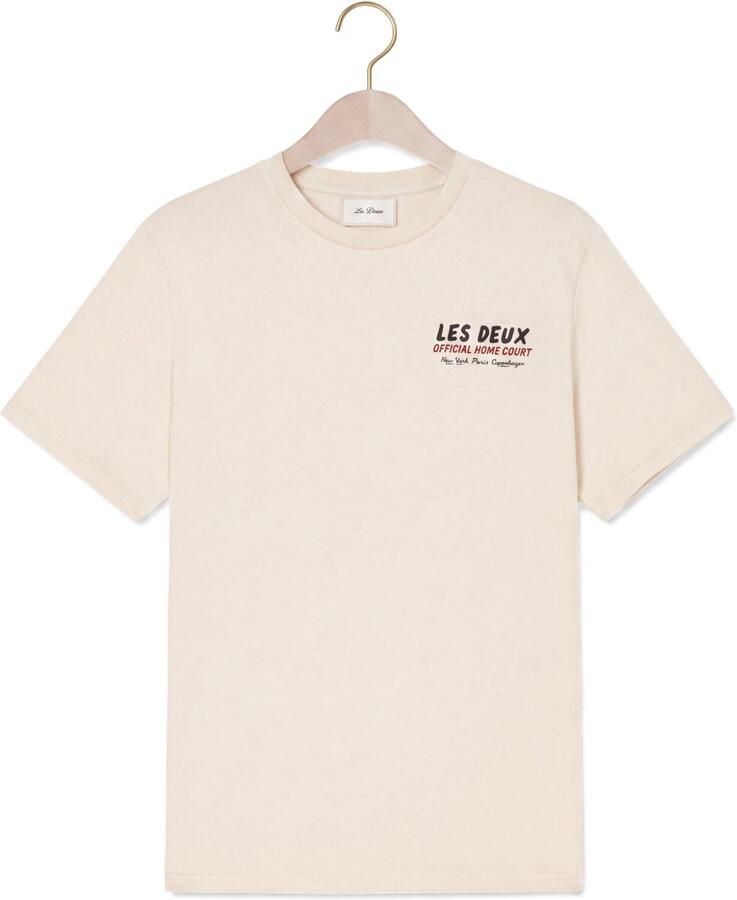 LES DEUX Heren Polo's & T-shirts Record T-shirt Creme - Foto 2