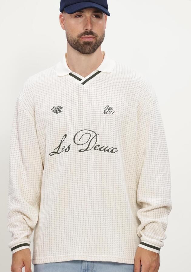 LES DEUX Heren Polo's & T-shirts Waffle Ls Football Jersey Ecru - Foto 4