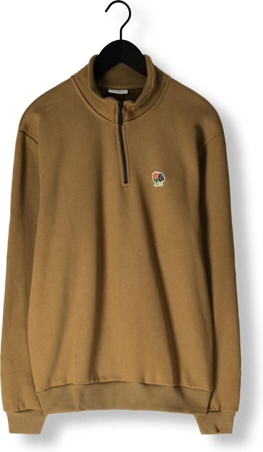 LES DEUX Heren Truien & Vesten Felipe Patch Half Zip Khaki - Foto 3