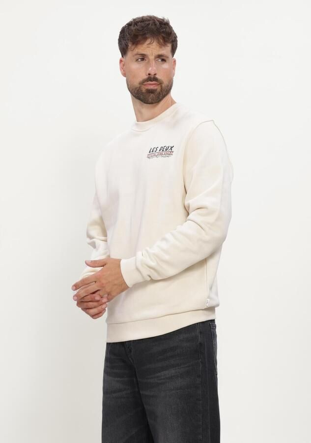 LES DEUX Heren Truien & Vesten Record Sweatshirt Ecru - Foto 3