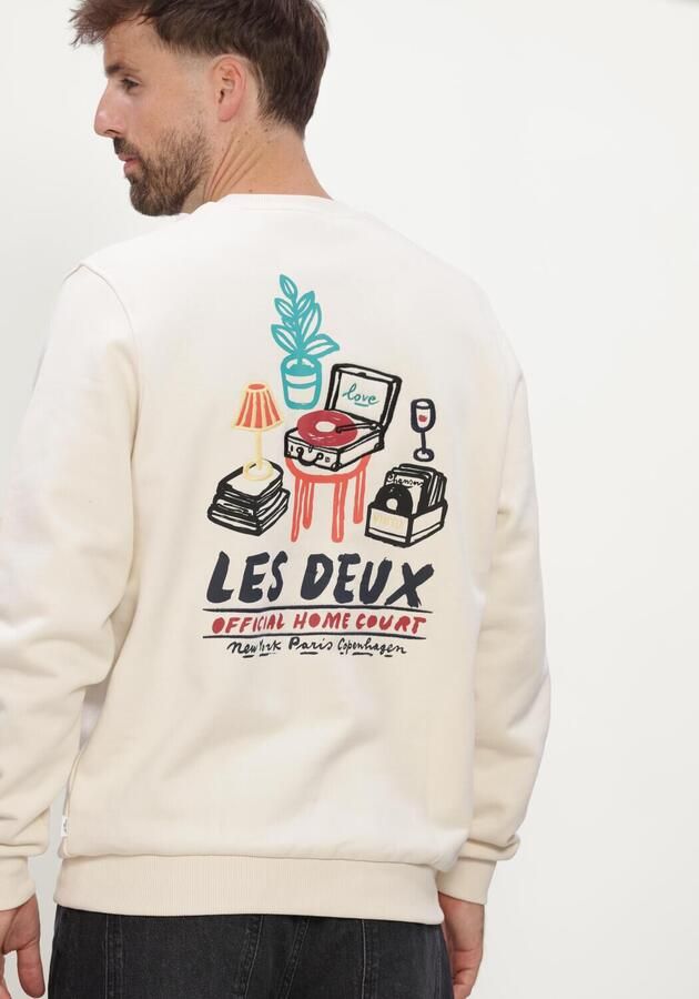 LES DEUX Heren Truien & Vesten Record Sweatshirt Ecru - Foto 4