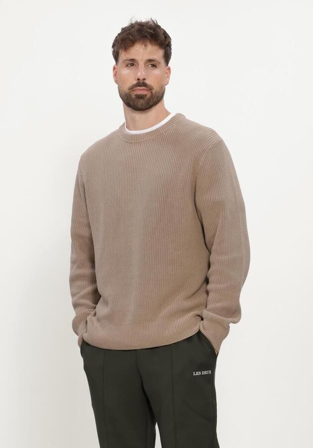 LES DEUX Heren Truien & Vesten Rib Crewneck Knit Beige